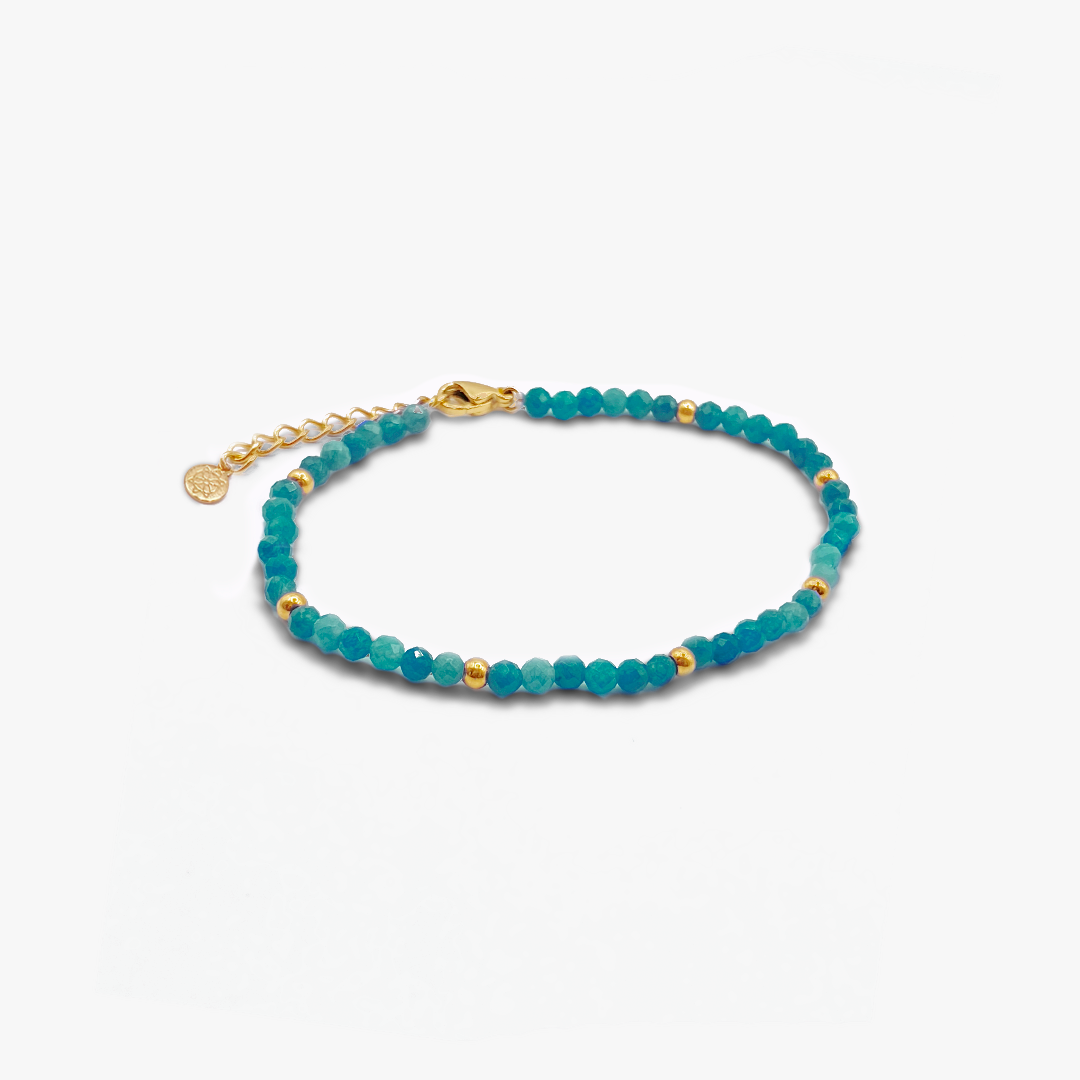 Tropical Turquoise & Gold Beaded Bracelet