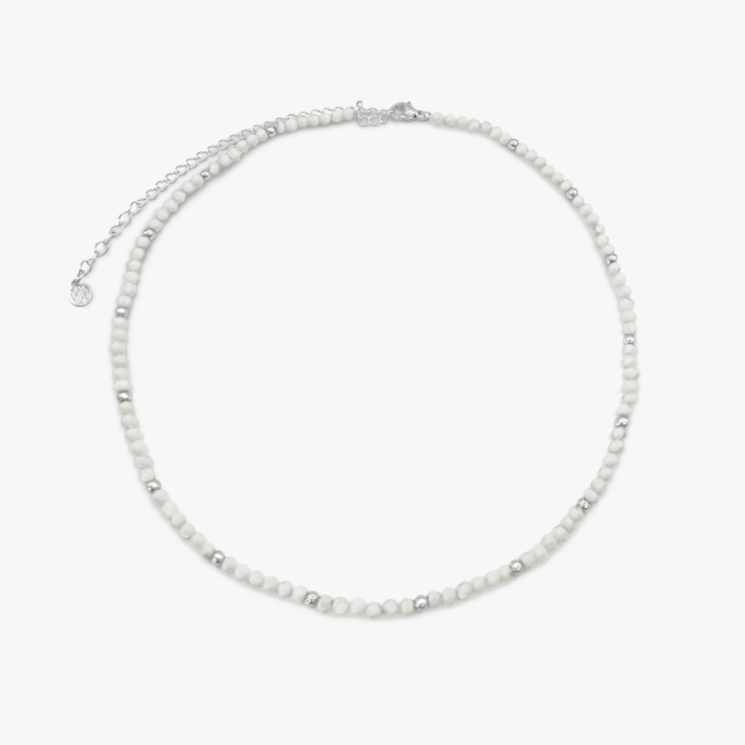 Sandbank White & Silver Beaded Necklace