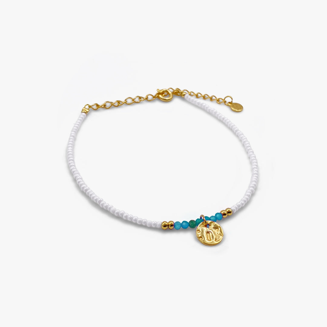 Formentera Turquoise and White Seed Bead Bracelet - Gold