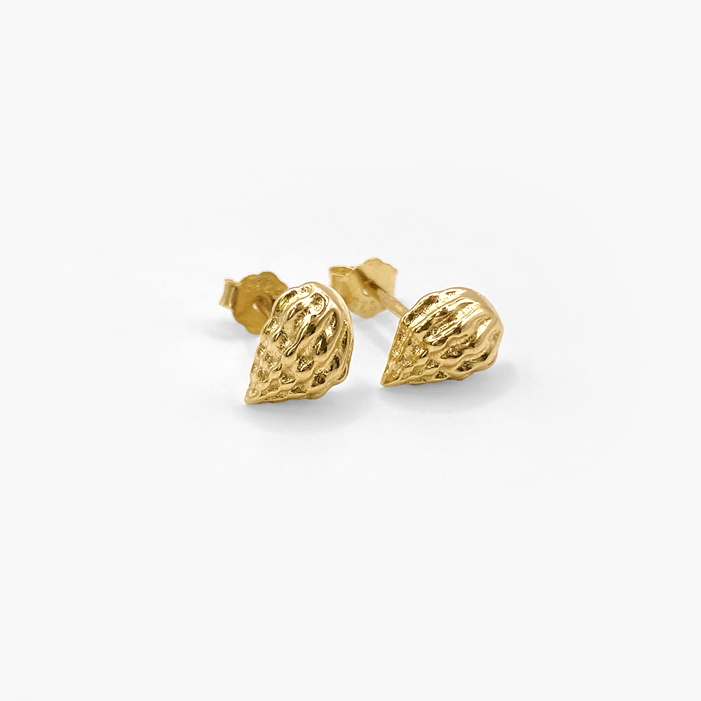 Gold Conch Shell Stud Earrings