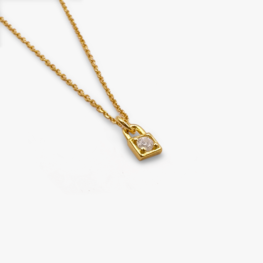 Gold Padlock Pendant Necklace