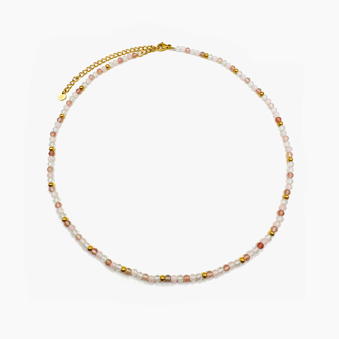 Paris Blush and Gold Beaded Necklace