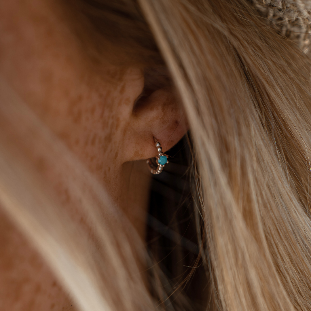 Turquoise Stone Huggies