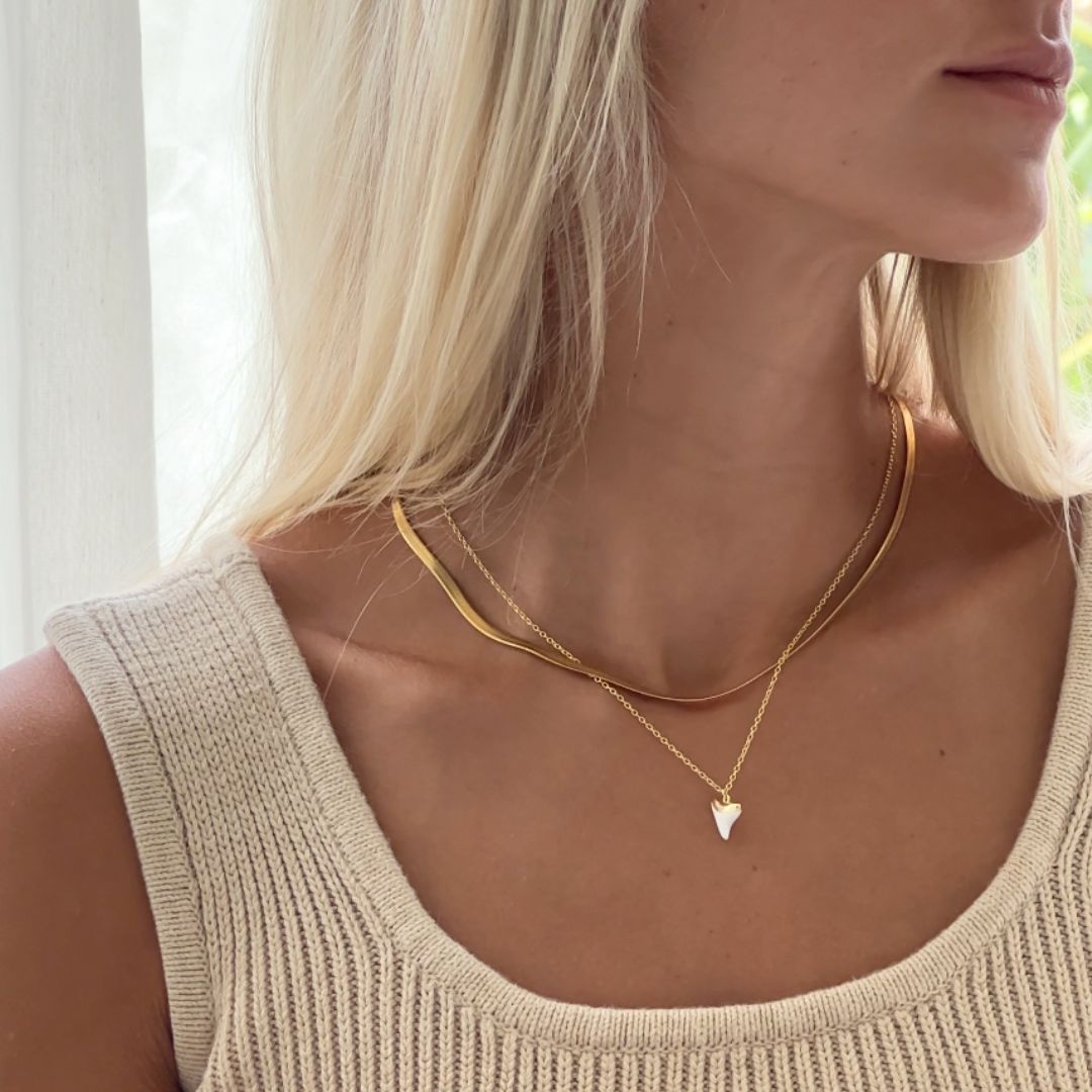 Herringbone Stacking Necklace - Gold Plated