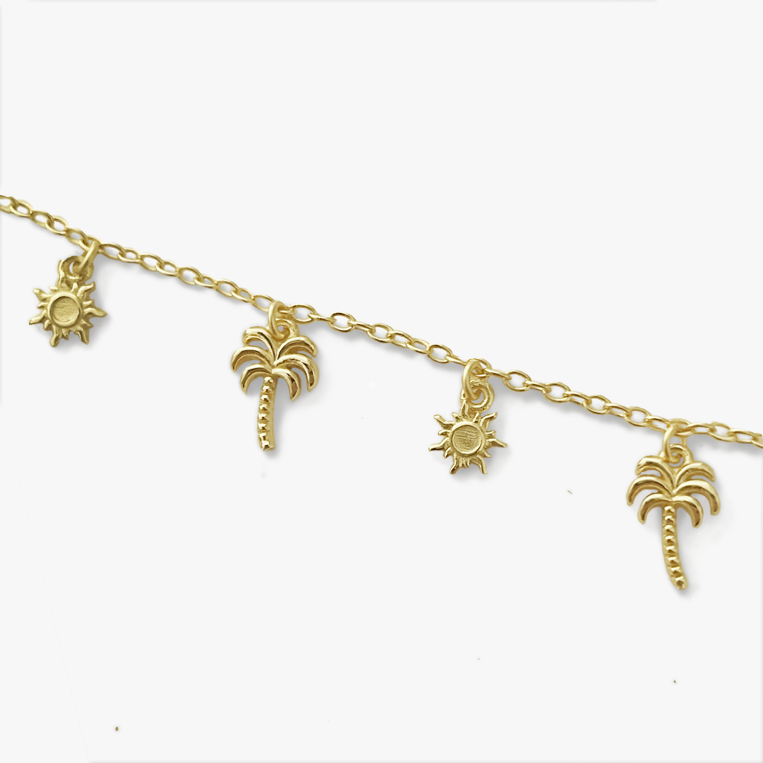 Gold Palm Tree & Sun Choker