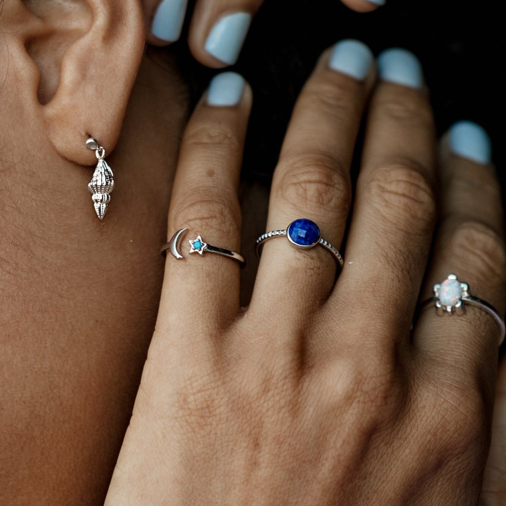 Hoaloha Sterling Silver Lapis Lazuli Friendship Ring (4638011490401)