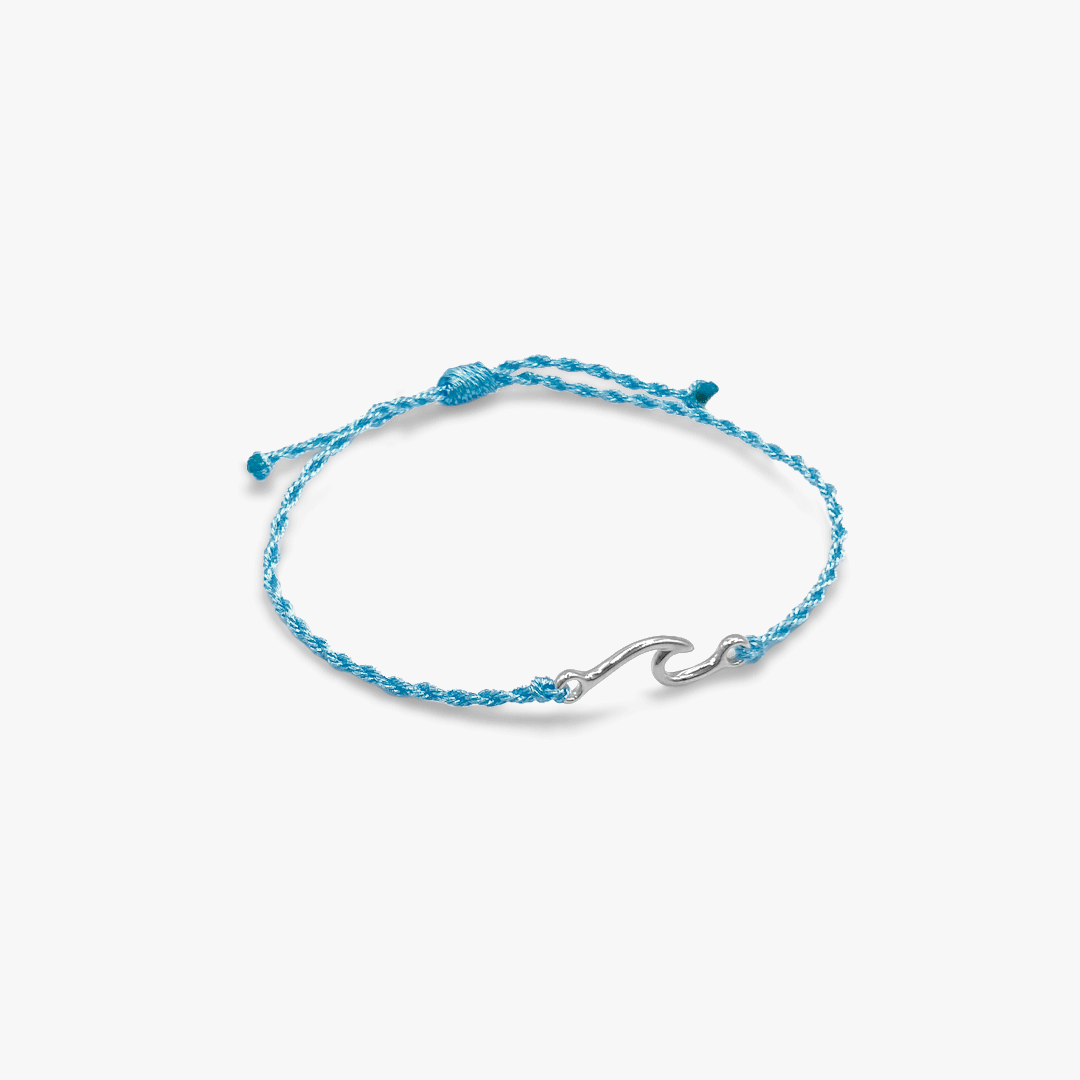 Silver Wave Friendship Bracelet in Ocean Blue