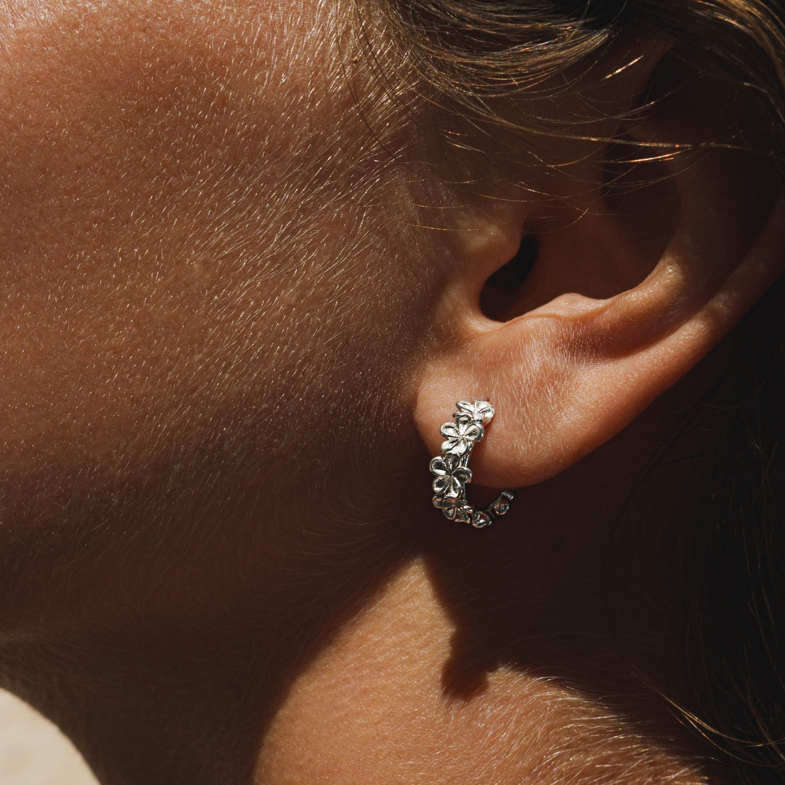 Plumeria Burst Hoop Earrings