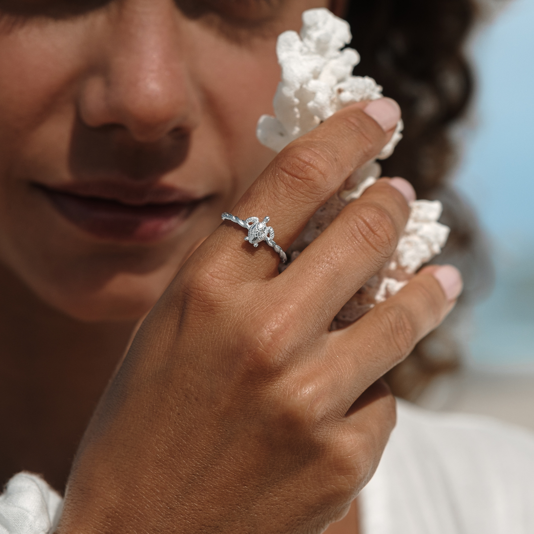 Sterling Silver honu Sea Turtle Ring