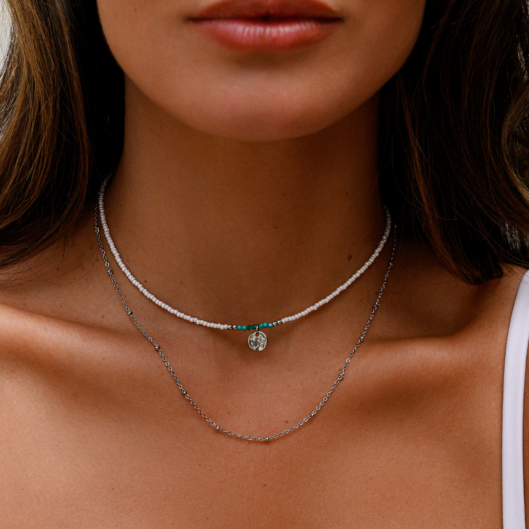 Formentera Turquoise Necklace Set - Silver