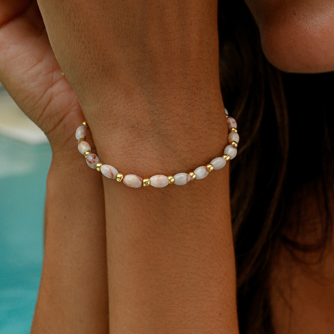 Eivissa Beaded Friendship Bracelet in Pink Marble