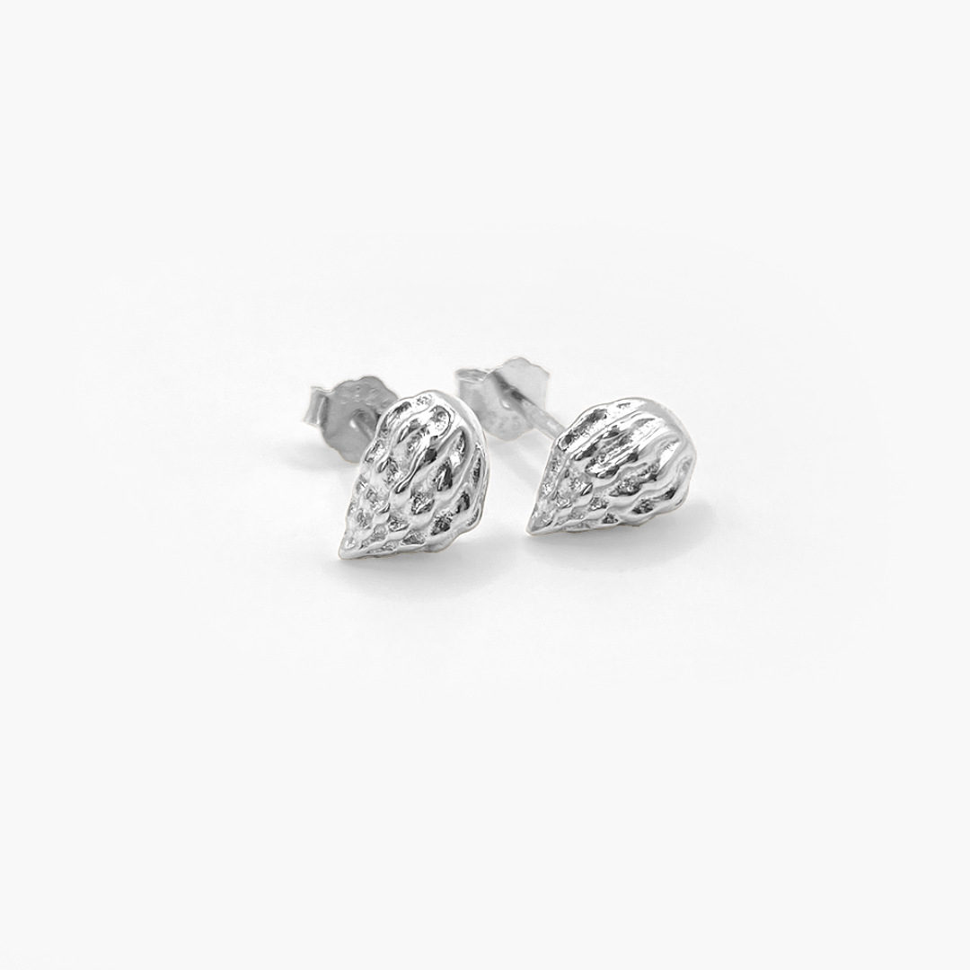 Silver Conch Shell Stud Earrings