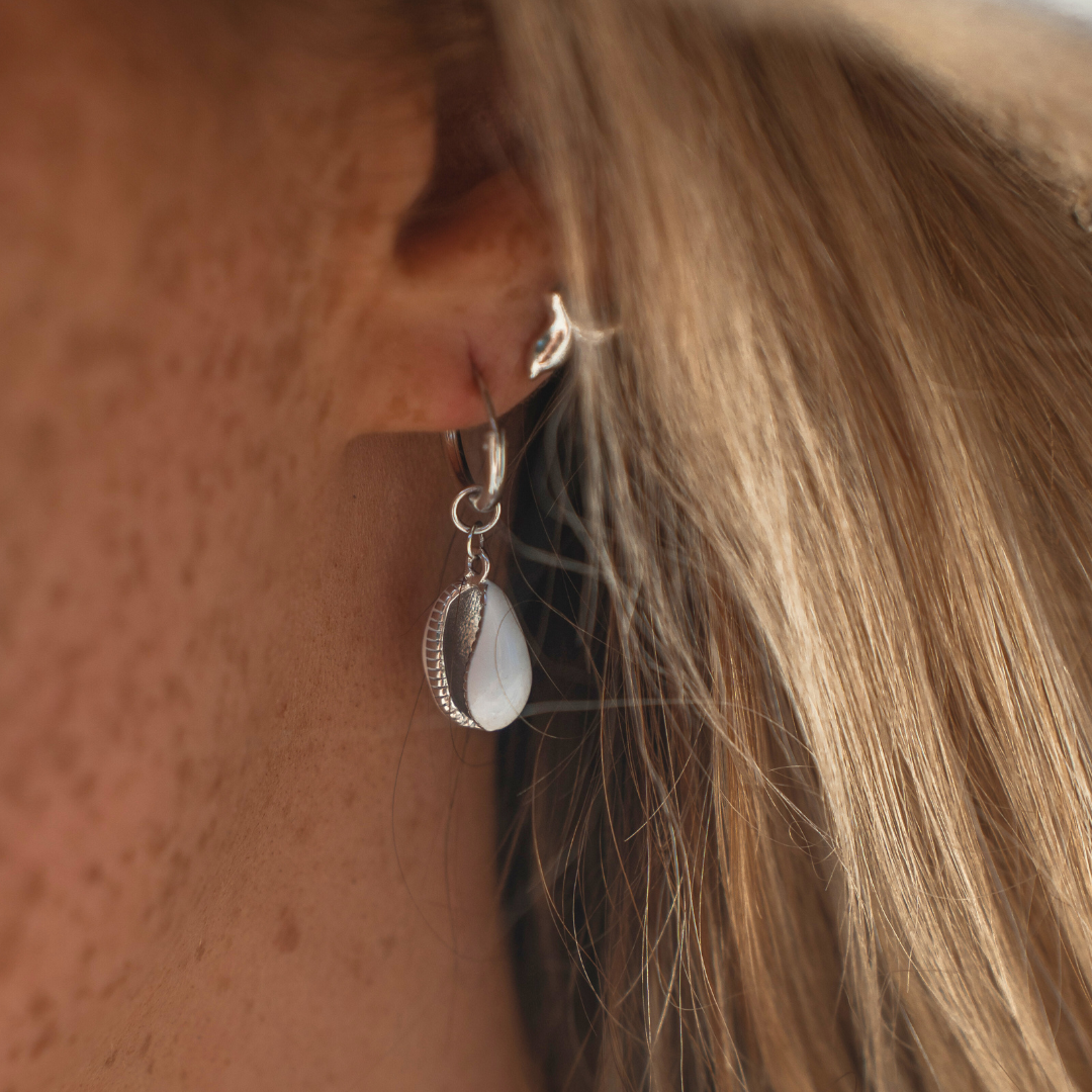 Enamel Shell Hoop Earrings