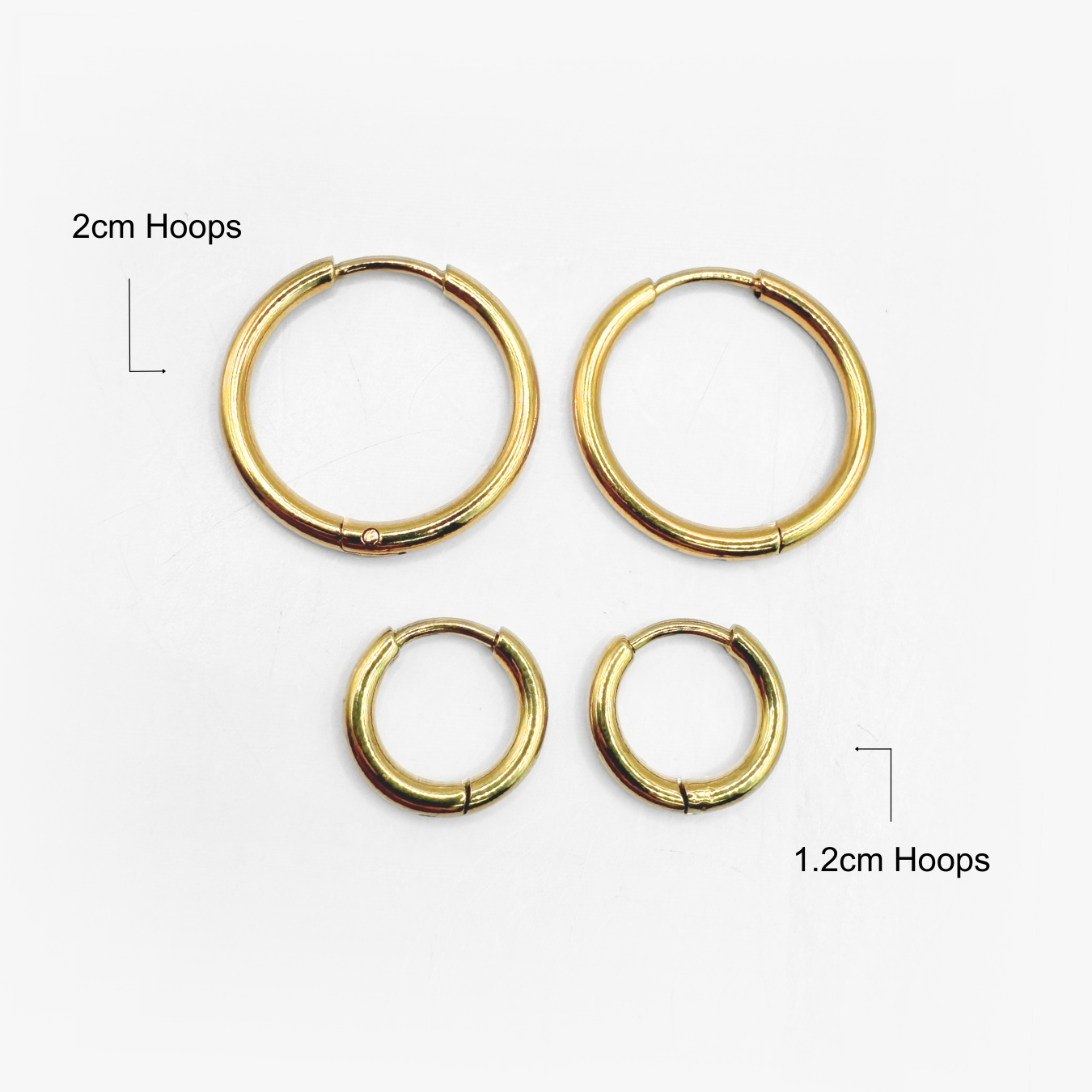 Hoop Earrings - Gold Plated (various sizes)