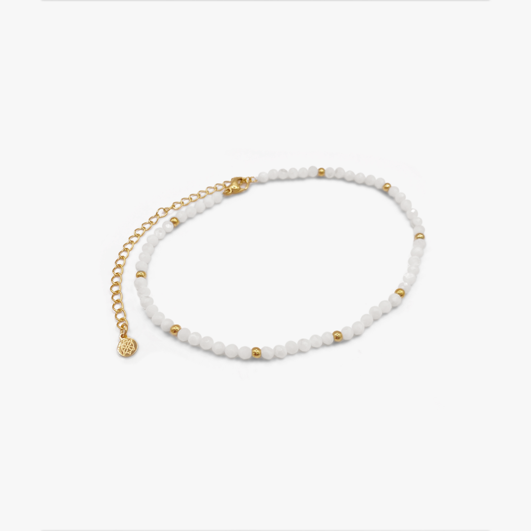 Sandbank White & Gold Beaded Anklet