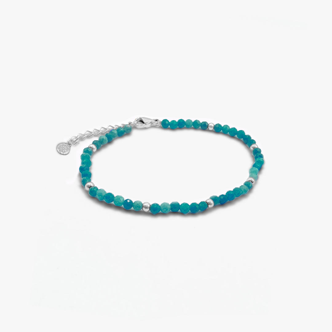 Tropical Turquoise & Silver Beaded Bracelet