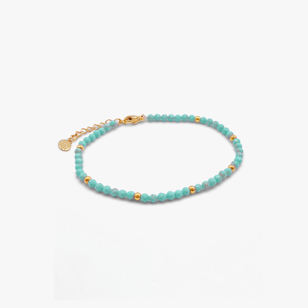 Sea Foam Turquoise & Gold Beaded Bracelet