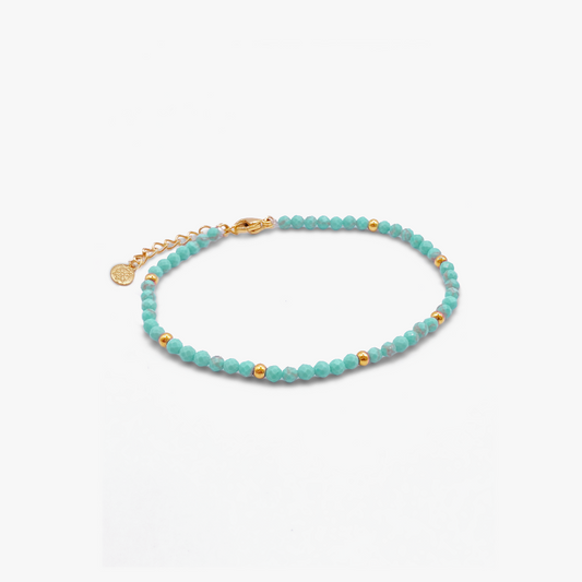 Sea Foam Turquoise & Gold Beaded Bracelet