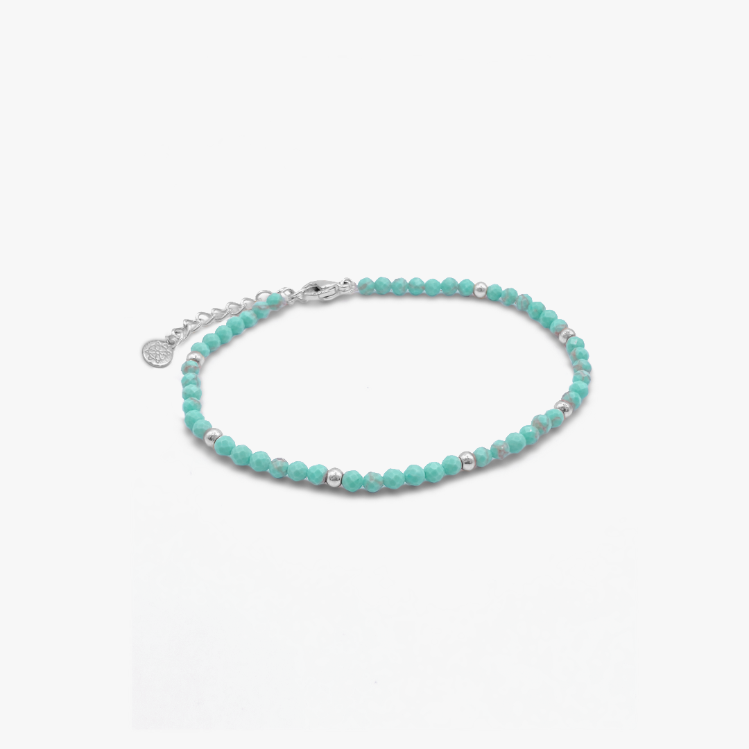 Sea Foam Turquoise & Silver Beaded Bracelet