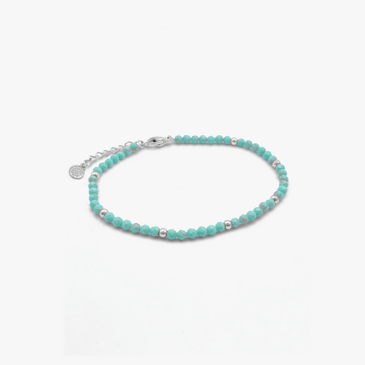 Sea Foam Turquoise & Silver Beaded Bracelet