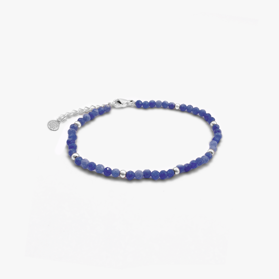 Azure Blue & Silver Beaded Bracelet