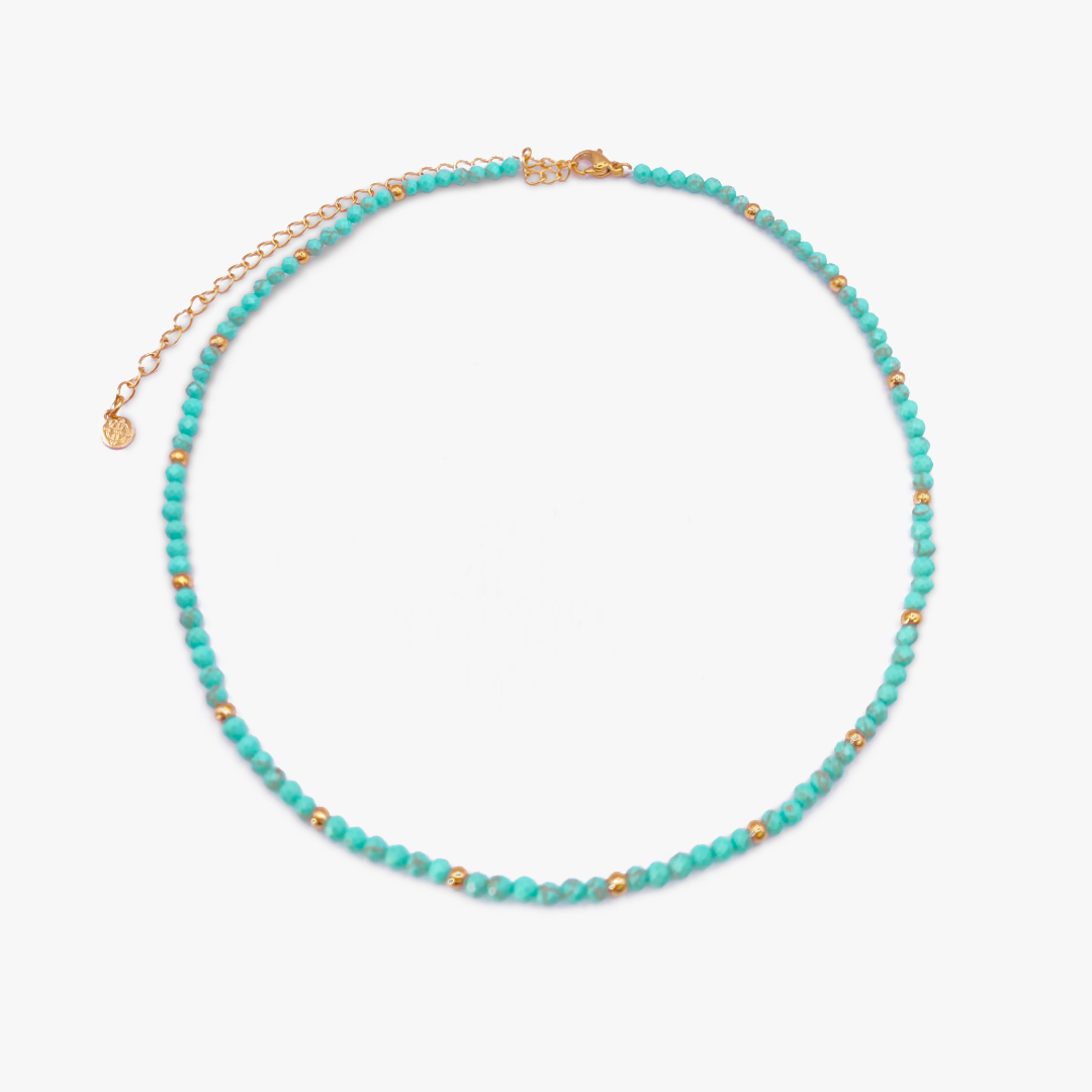 Sea Foam Turquoise & Gold Beaded Necklace