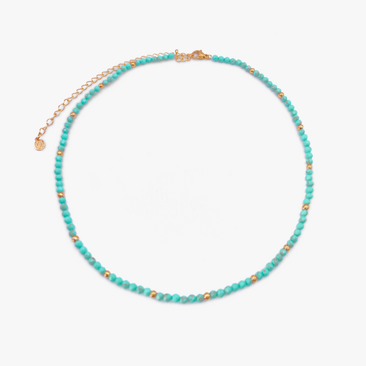 Sea Foam Turquoise & Gold Beaded Necklace