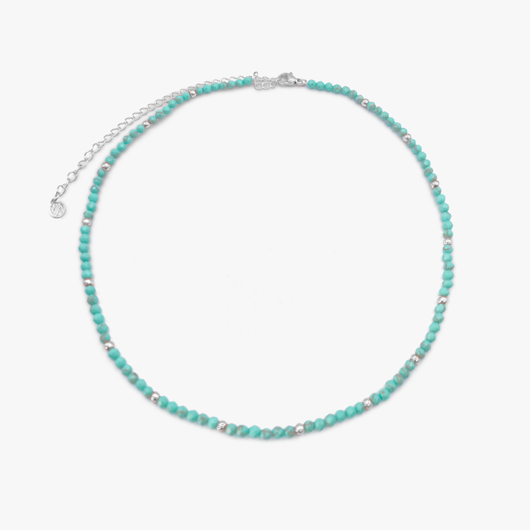 Sea Foam Turquoise & Silver Beaded Necklace