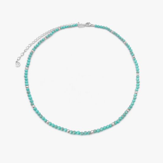 Sea Foam Turquoise & Silver Beaded Necklace