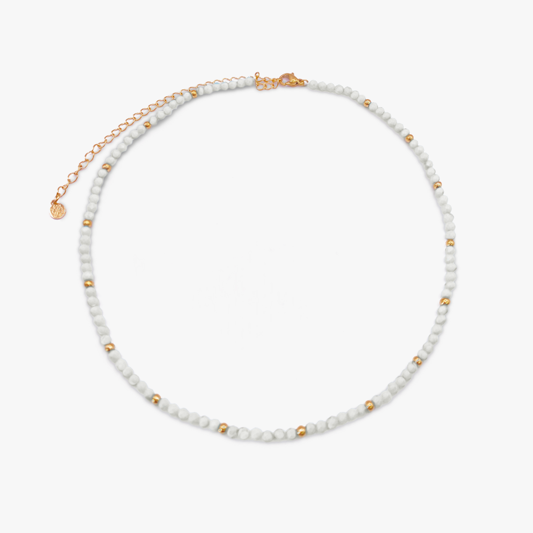 Sandbank White & Gold Beaded Necklace