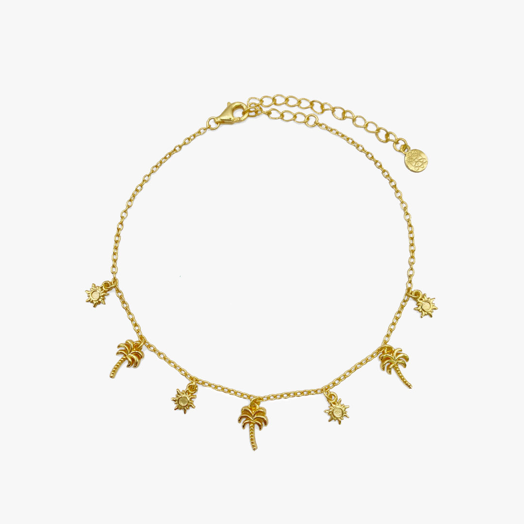 Gold Palm Tree & Sun Bracelet