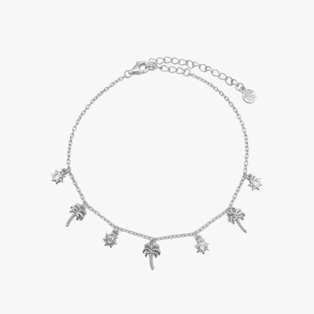 Silver Palm Tree & Sun Bracelet