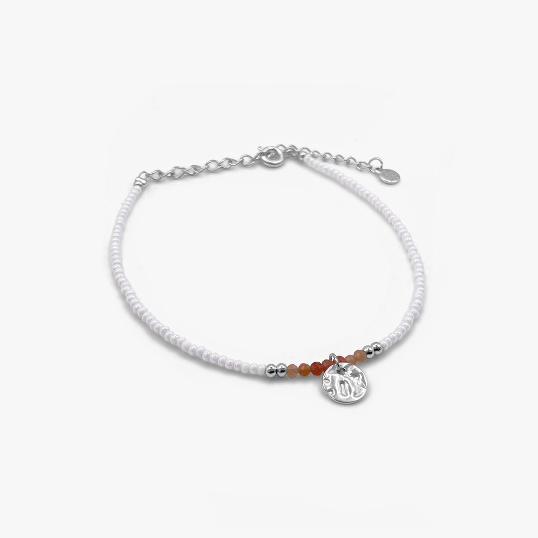 Talamanca Braunes und weißes Rocaillesperlenarmband – Silber