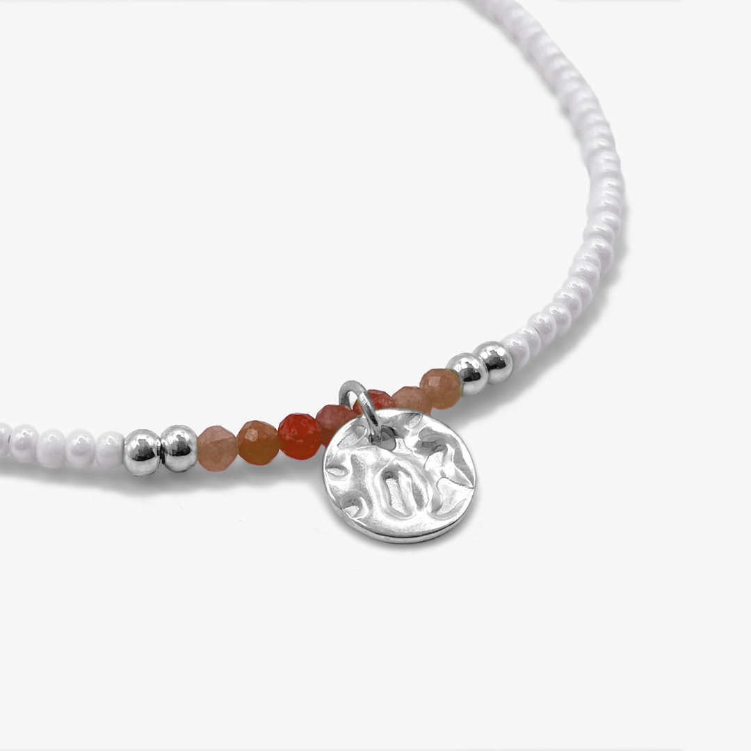 Talamanca Halskette aus braunen und weißen Rocaillesperlen – Silber