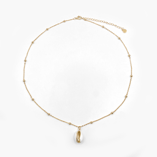 Enamel Shell Necklace with Gold Plating