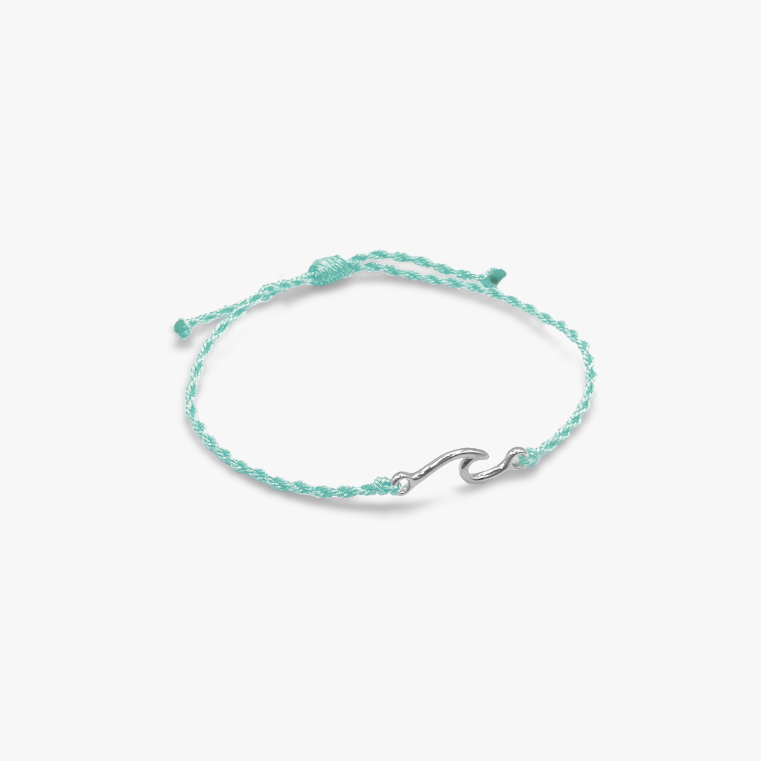 Silver Wave Friendship Bracelet in Iridescent Blue