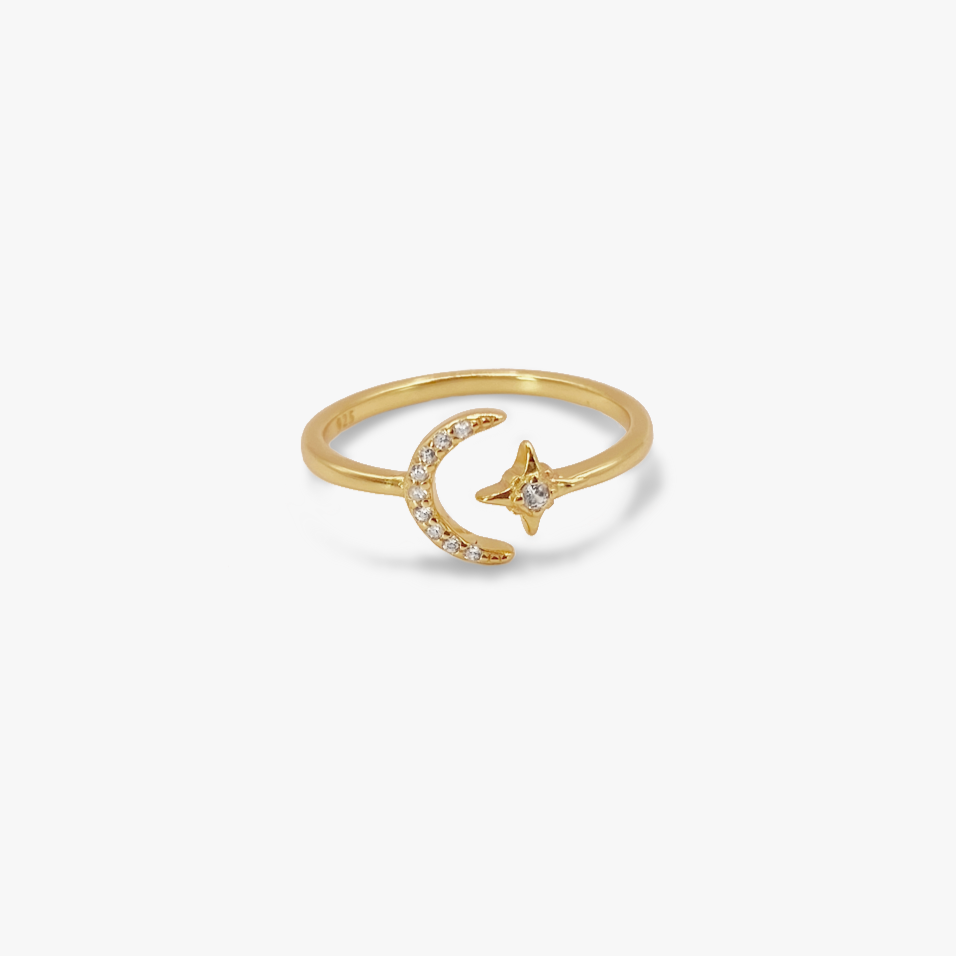 Verstellbarer Ring „Meer der Sterne“ in Gold