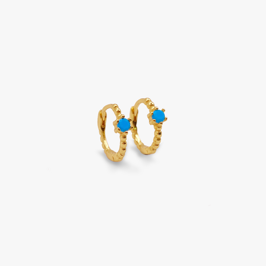 Turquoise Stone Huggies with 18ct Gold Plating