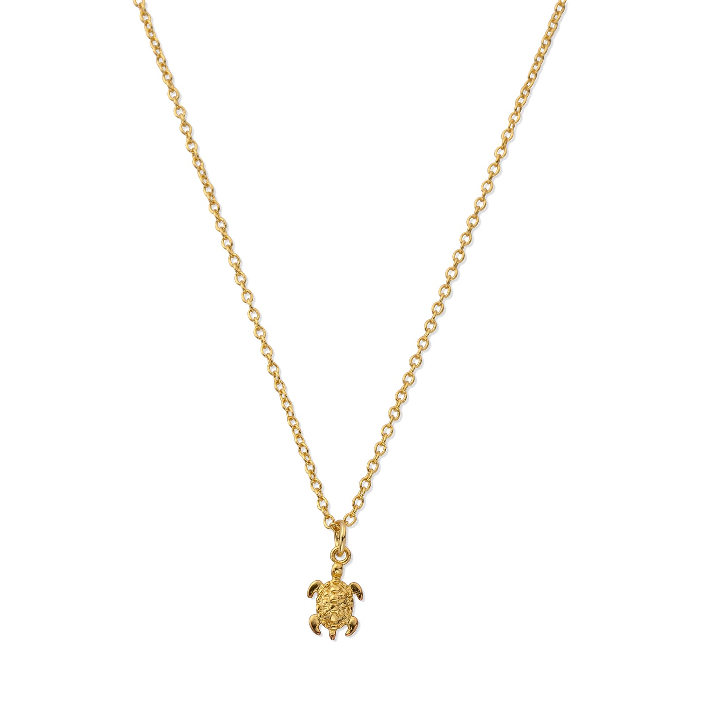 Sterling Silver Tiny Sea Turtle Necklace - Gold Plating