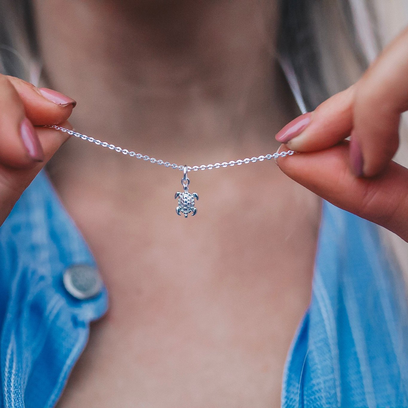 Sterling Silver Tiny Sea Turtle Necklace