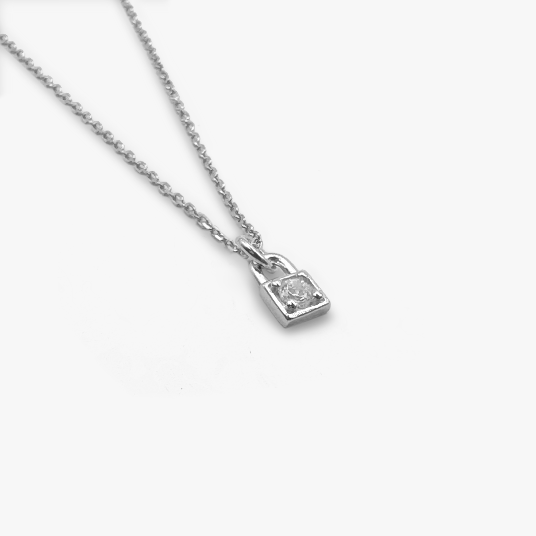 Silver Padlock Pendant Necklace