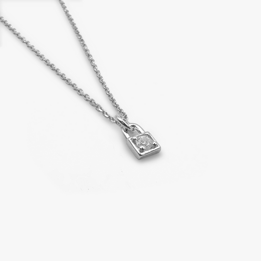 Silver Padlock Pendant Necklace