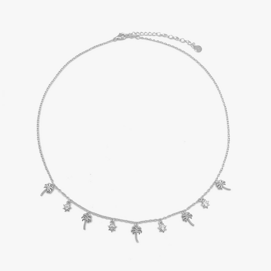 Silver Palm Tree & Sun Choker