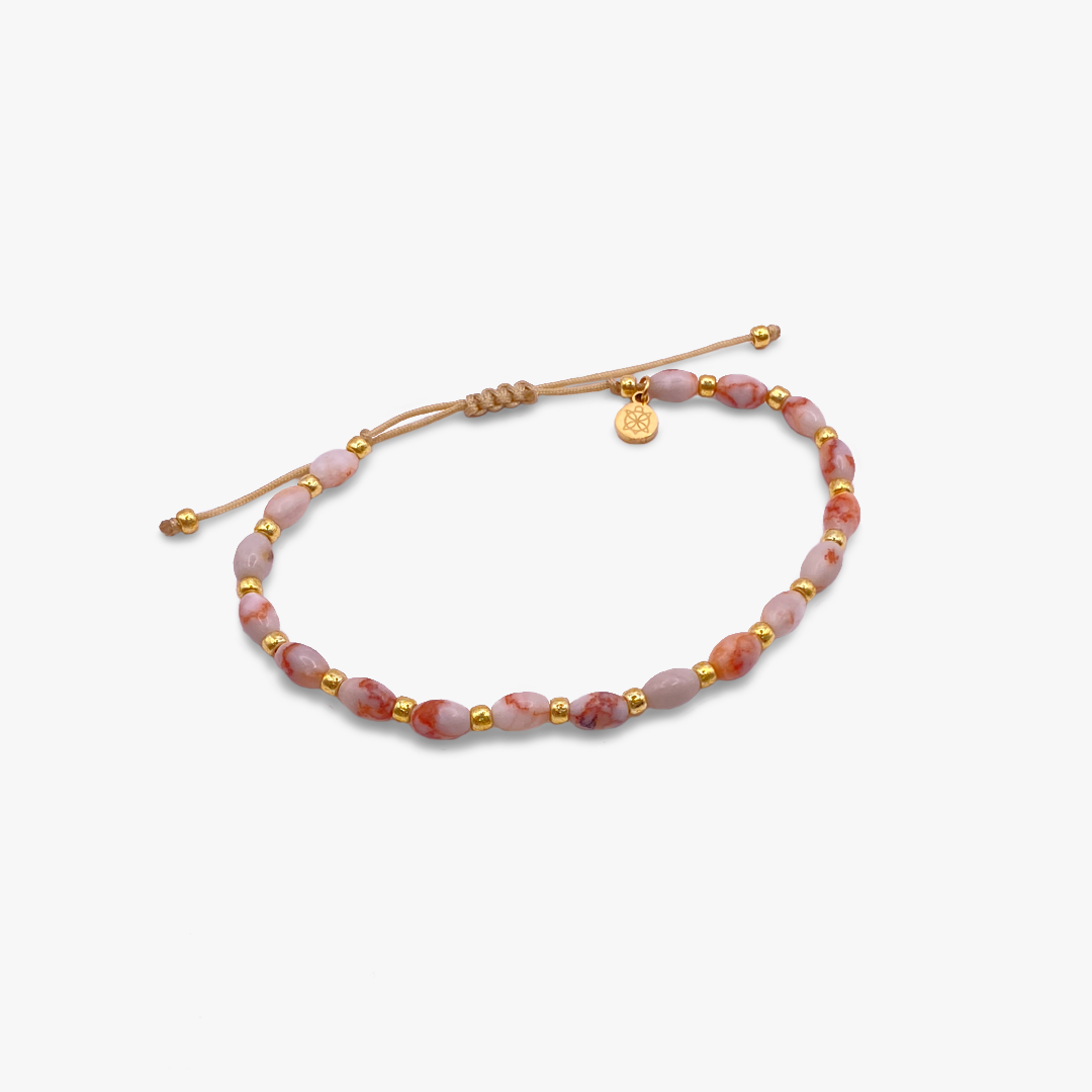 Eivissa Beaded Friendship Armband i rosa marmor