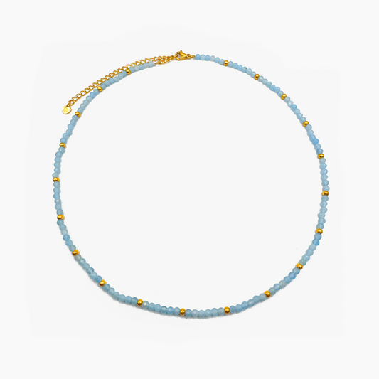 Rome Aquamarine and Gold Beaded Necklace