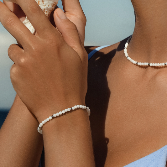 Sandbank White & Silver Beaded Bracelet