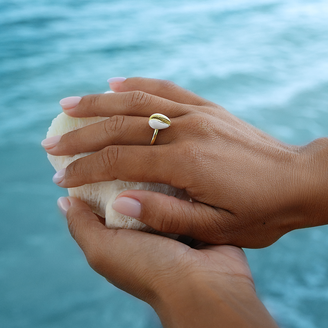 Enamel Shell Ring in Gold