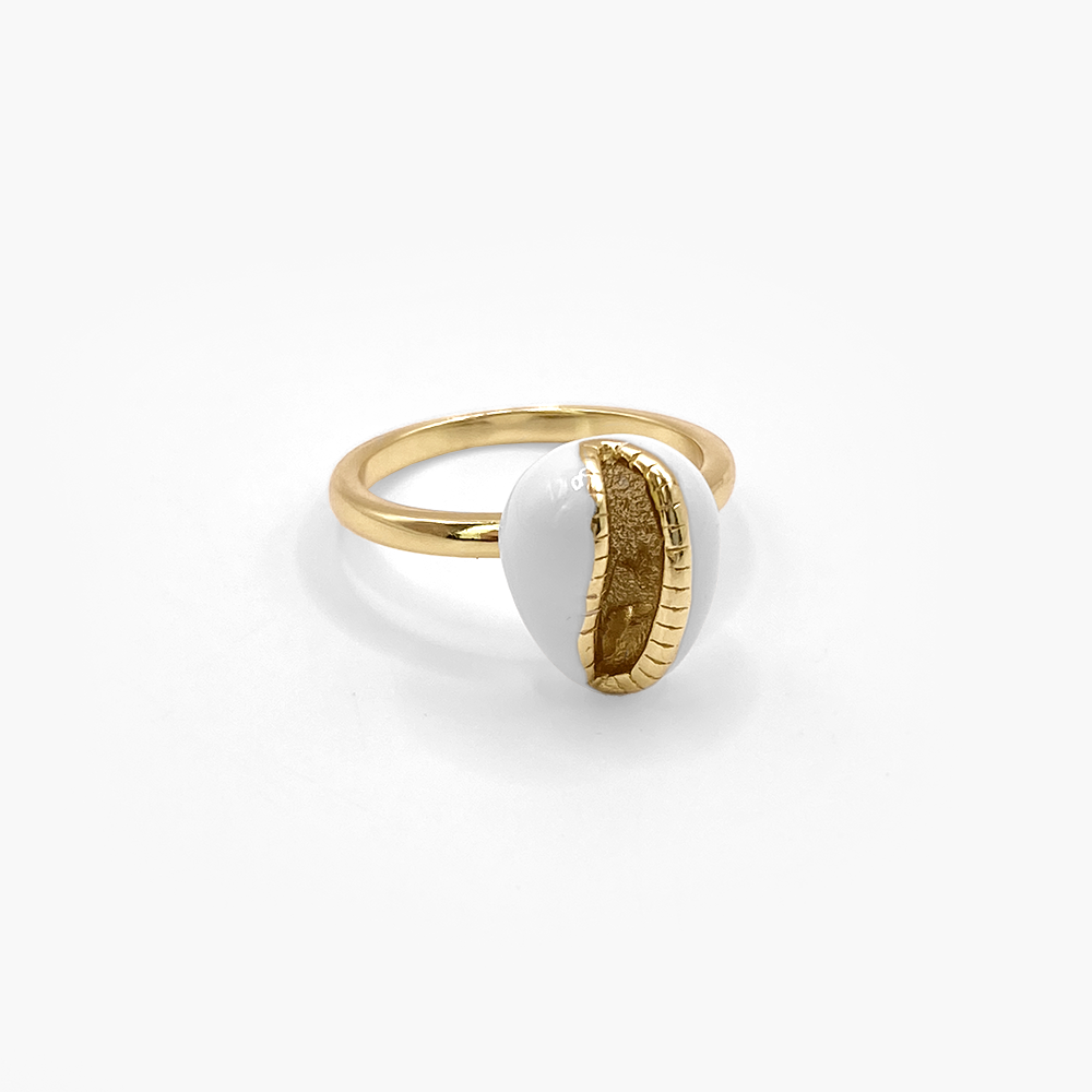 Enamel Shell Ring in Gold