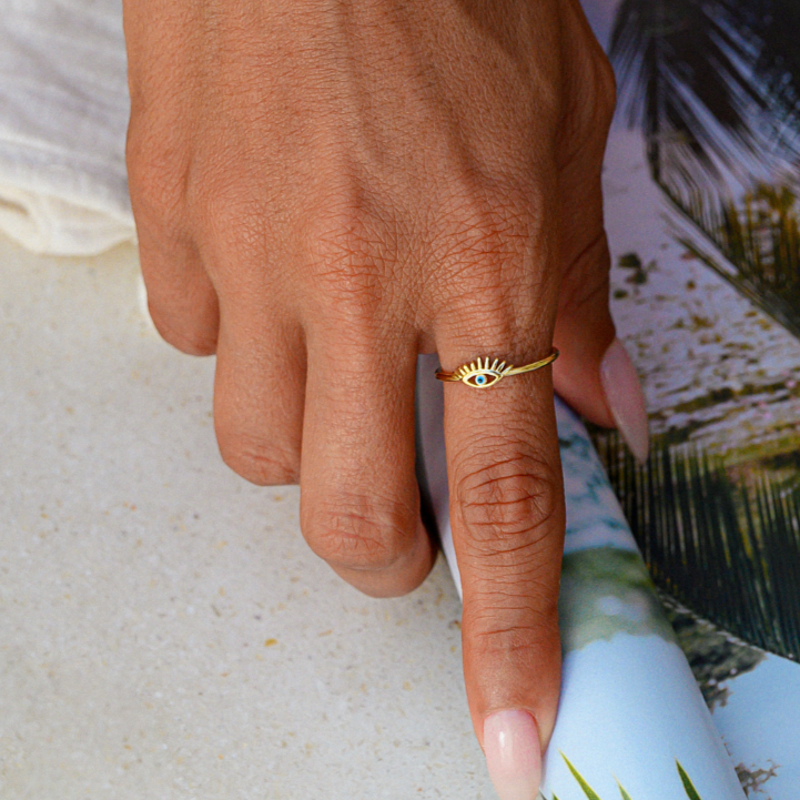 Evil Eye Ring - Gold Plated