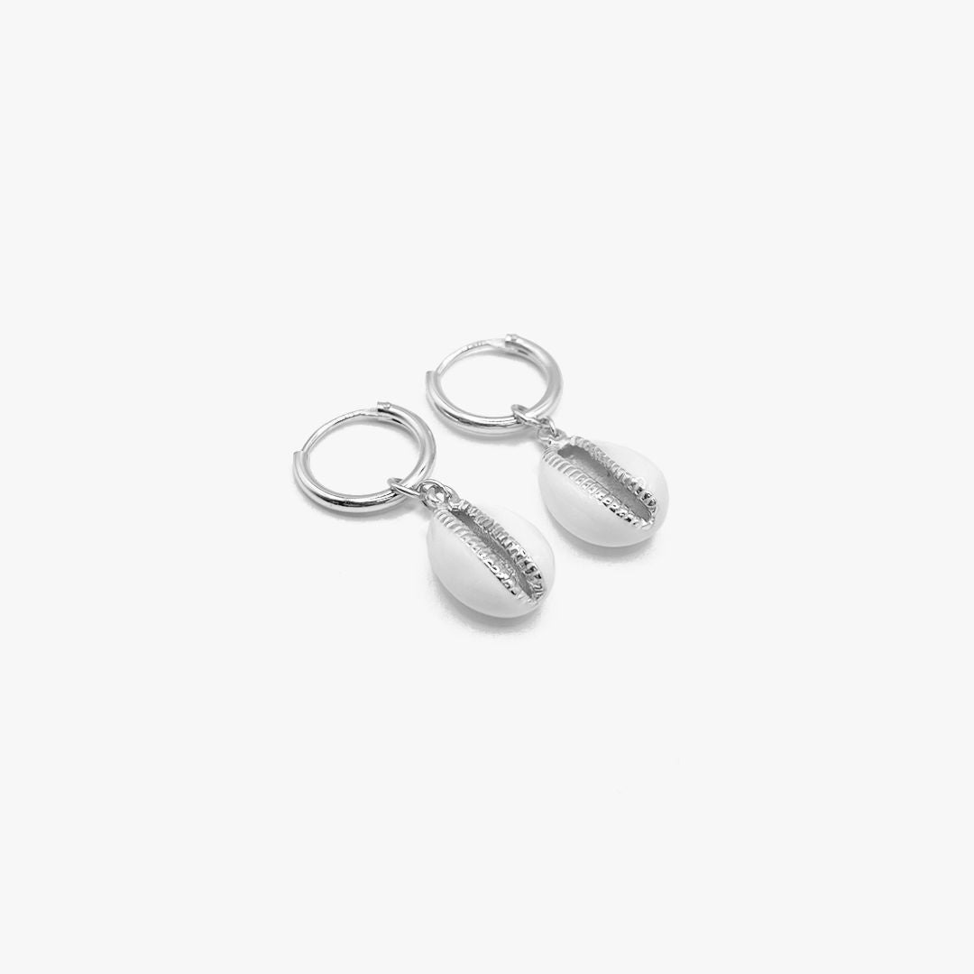 Enamel Shell Hoop Earrings